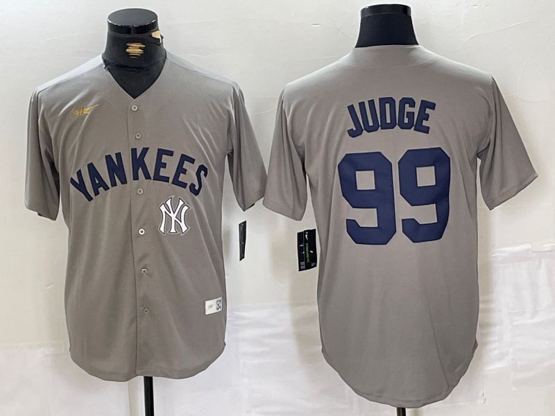 Men New York Yankees #99 Judge Grey Throwback Nike Game 2024 MLB Jersey style 13